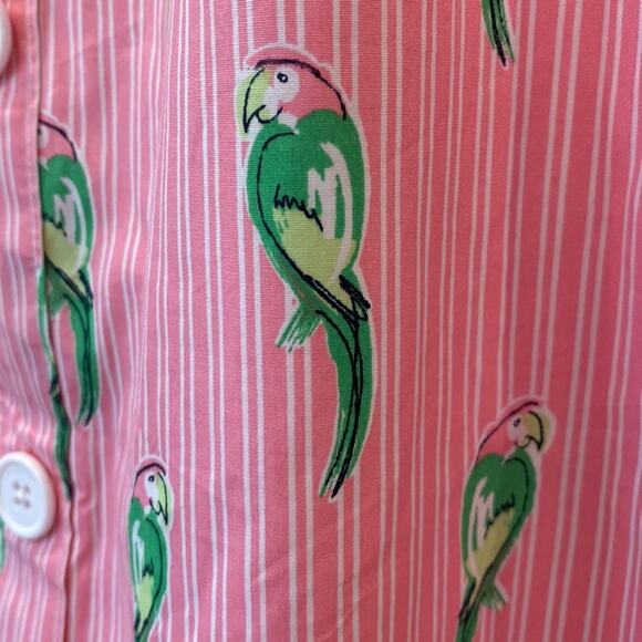 Crown & Ivy Medium Dress 100% Cotton Parrot Boho Resort Dress Preppy Button Back - Picture 2 of 16